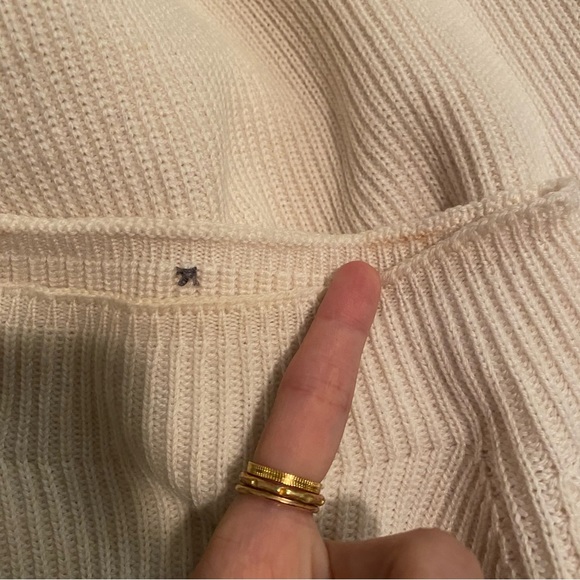 No label long sleeve ribbed mock neck tunic sweater ivory cream size M L - Picture 7 of 16